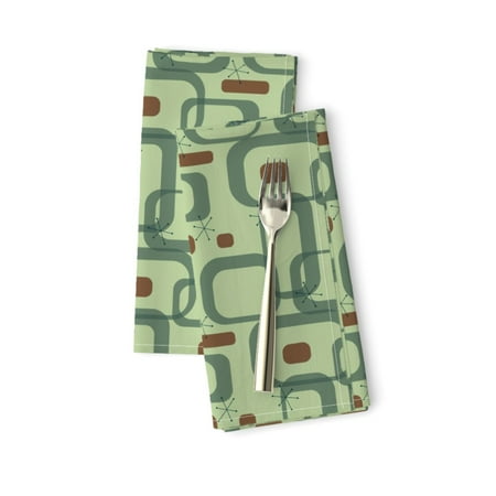 

Linen Cotton Canvas Dinner Napkins (Set of 2) - Green Midcentury Modern Geometric Atomic Retro Vintage Squares Print Cloth Dinner Napkins by Spoonflower
