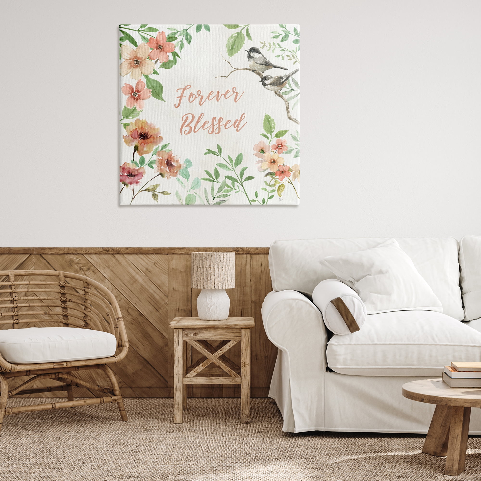 Stupell Industries Forever Blessed Floral Botanical & Floral Painting Gallery Wrapped Canvas Art Print Wall Art, 36 x 36