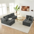 thumbnail image 4 of Leumius 132" U Shaped Sectional Sofa,Chenille Boneless Couch, Modern 4-Seat Upholstered Cloud Couch Sectional with Deep Seat and Cup Holders for Living Room,No Assembly Required,Dark Gray, 4 of 12