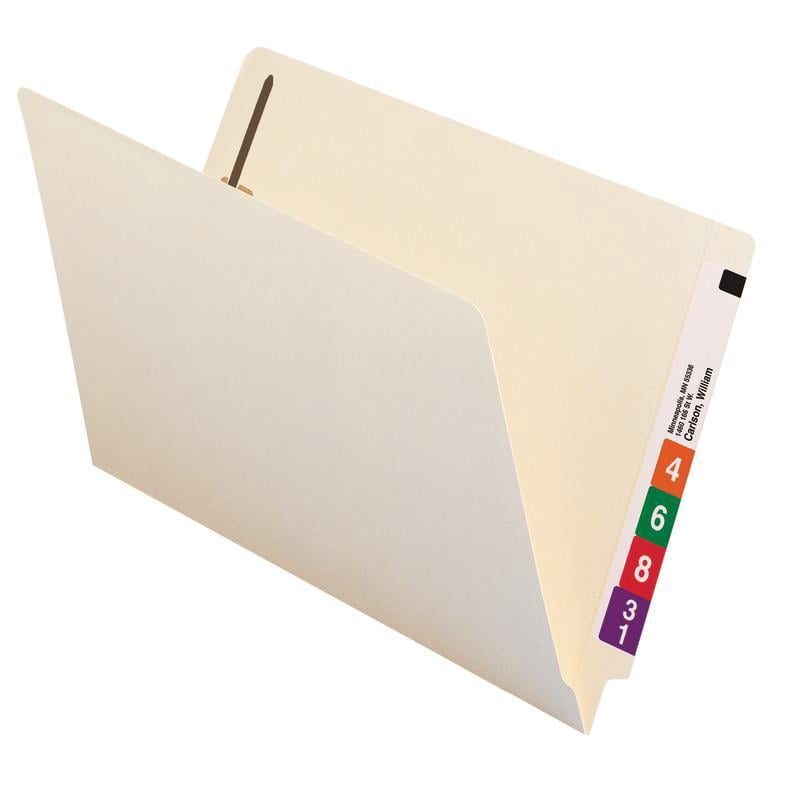 Smead End Tab Fastener File Folder, Shelf-MasterÂ® Reinforced Straight-Cut Tab, 1 Fastener, Legal Size, Manila, 50 per Box (37110)