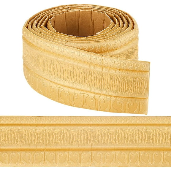 1 pc 90.5x3.14in Peel and Stick Wallpaper Border Crown Molding Gold Self Adhesive Flexible 3D Baseboard Trim Mirror Sticky Wall Edging Base Lines Foam for Bedroom Bathroom Hotel Home DIY Decor