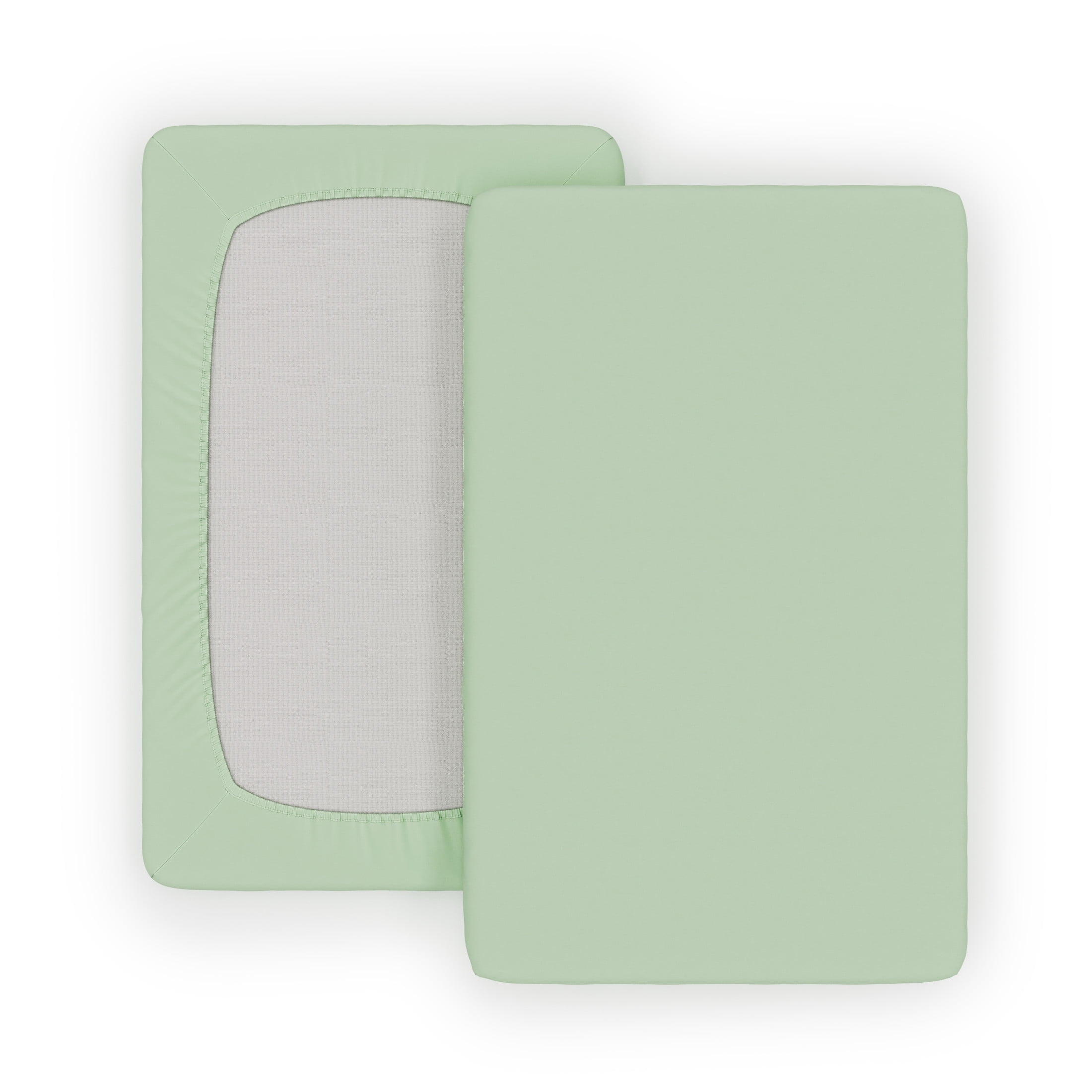 Foundations SafeFit Compact Crib Sheets, 100% Cotton, Heavy-Duty Elastic, 6-Pack, Mint