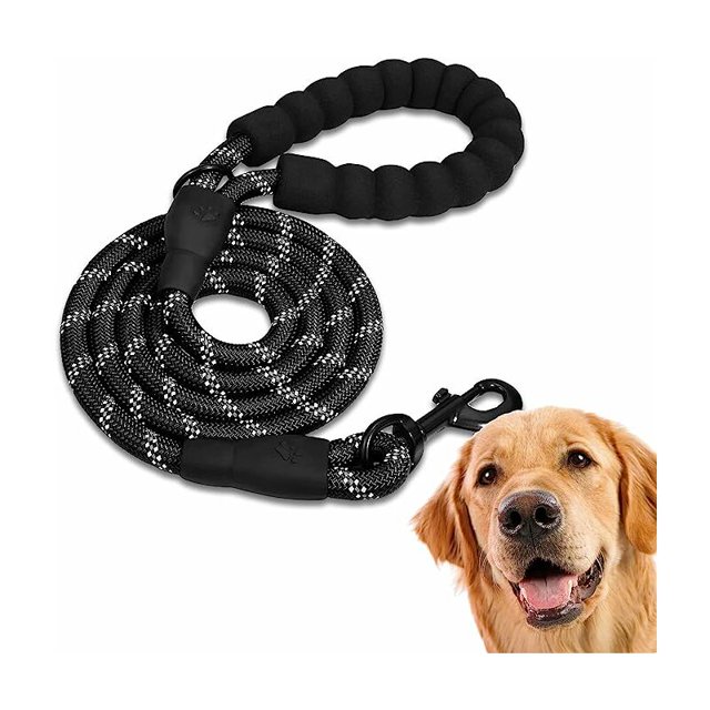 (1,5 M, Negro) Correa para Perro, Correa de Adiestramiento para Perros, Acolchada, Mango Suave, Cuerda para Cachorros y Perros Pequeños, Medianos y Grandes, 1,2 y 1,5 metros.