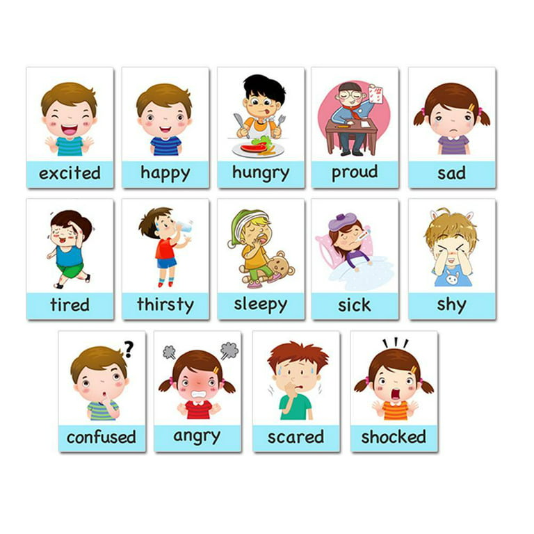 14 pieces 11*8cm English vocabulary flashcard mood management