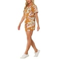 thumbnail image 4 of Women Hawaiian Sets 2 Pieces Floral Button Down Shirt and Shorts Tropical Vacation Beach Casual Outfits 2026 S Orange, 4 of 6