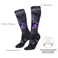 thumbnail image 4 of Fotbe Purple-Eyed Floral Leopard Calcetas Divertidas Estampadas para Hombre y Mujer, Calcetas de Algodón hasta la Rodilla para Caminar, Correr, Enfermería y Embarazo, 4 of 6