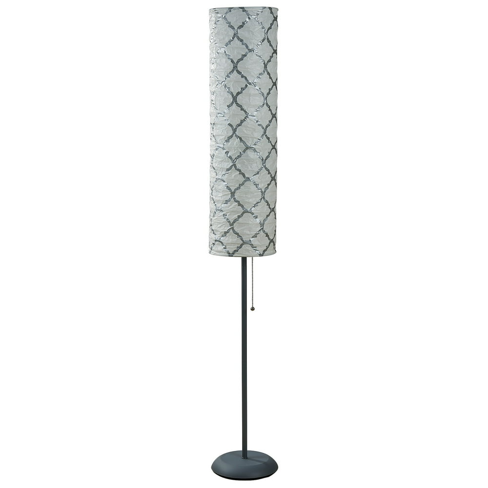 Mainstays 54" Metallic Silver Rice Paper Shade Floor Lamp, LED Bulb