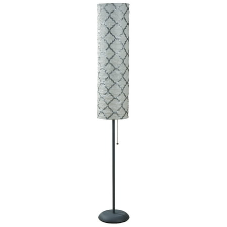 silver lamp floor mainstays paper rice shade bulb metallic included led finish