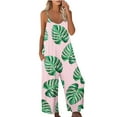 thumbnail image 2 of Spaghetti Strap Jumpsuits Overalls for Women Sleeveless Pockets Graphic Loose Summer Rompers Casual Wide Leg Long Pants, 2 of 7