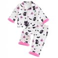 thumbnail image 2 of Likimi Toddler Girls Halloween Pajamas Set Long Sleeve Hallowmas Pumpkin Print Lapel Button Down Pjs Tops With Pants Fashion Outfit Set, 2 of 8
