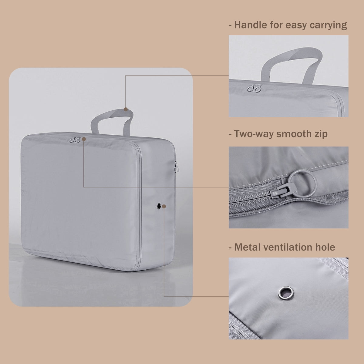 AUXDIQ 3 PCS Compression Packing Cubes Travel Luggage Organizer Bags Set Packing Organizers Compression Suitcase Bag Travel Essential Bag