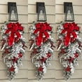 Christmas Artificial Wreath Flocking Snow Covered Rattan Upside Down