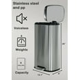 thumbnail image 6 of CL.HPAHKL 13 Gallon Stainless Steel Step Trash Can with Soft-Close Pedal, Removable Inner Bucket and Soft Close Foot Pedal, Silver, 6 of 8