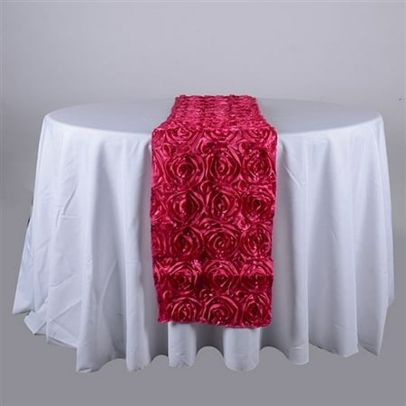 14 Inch x 108 Inch Rosette Table Runner (Fuchsia), Ship in 1 Business Day. By BBCrafts
