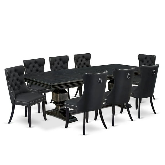 Luxe by East West Furniture 9 Pieces Dining Table Set a Rectangle Table and 8 Dining Chairs