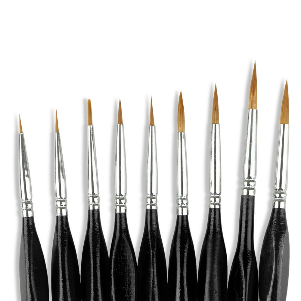 PointedRound Paintbrush Set, 9 Pieces Round Pointed Tip Sable Hair