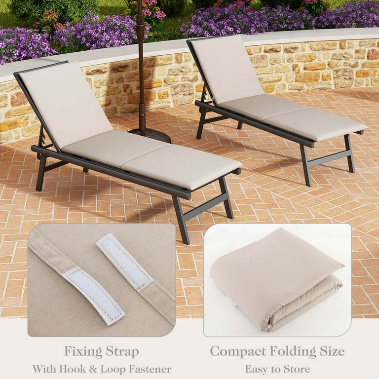 クッション・座布団 have a good time SIDE FRAME CUSHION Costway Outdoor Chaise Lounge Cushion, Beige, Thick Foam