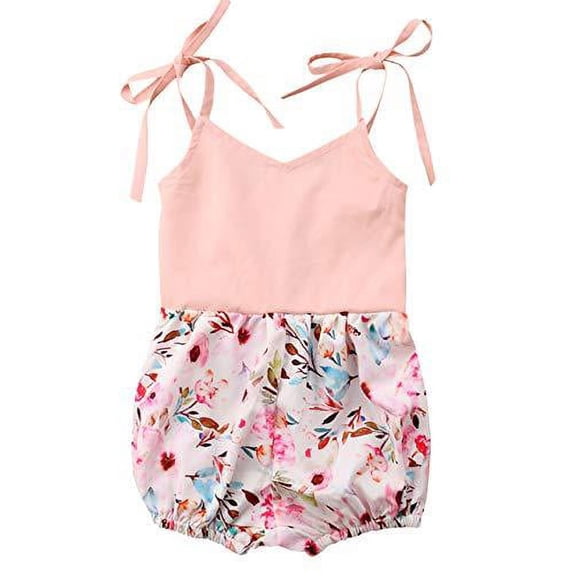 Styles I Love Baby Girls Floral Printed Sleeveless Pink Sunsuit Romper Spring Summer Jumpsuit Outfit