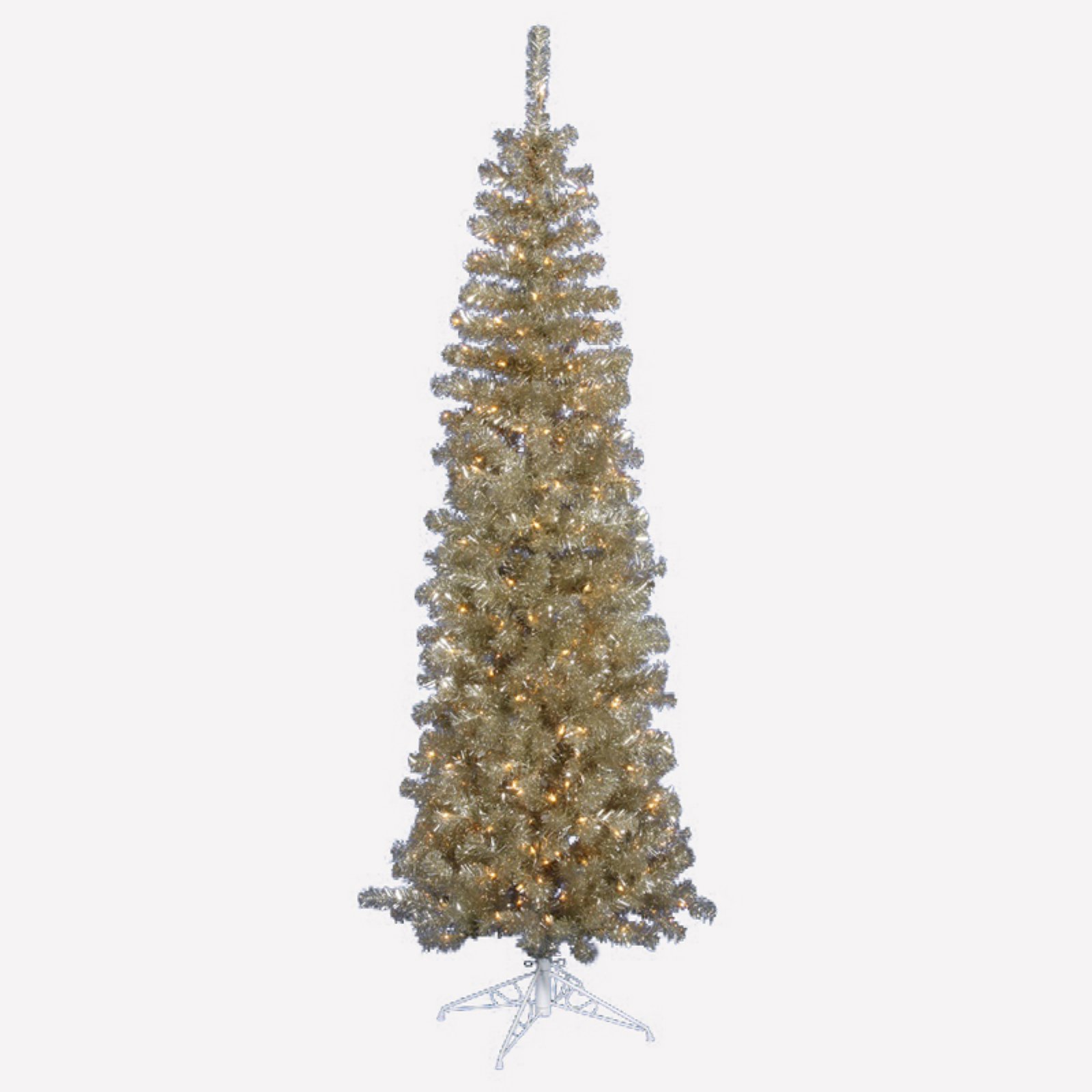 Vickerman 7.5 ft. Champagne Gold Tinsel Prelit Christmas Tree