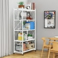 thumbnail image 6 of Lifetime Appliance Parts 5-Tier Foldable Storage Shelf with Wheels - Metal Collapsible Shelving Unit Display, Rolling Cart for Books Kitchen Storage Shelves, Pantry & Closet Organizer - WHITE, 6 of 8