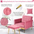 thumbnail image 7 of ACMEASE Velvet Accent Chair with Adjustable Armrests and Ottoman, Pink, 7 of 7