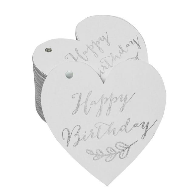 Inkdotpot Silver Foil Paper Hang Tag Happy Birthday Favor Tag 100 Pieces