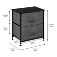 thumbnail image 3 of Nightstand 2 Drawers, Folding Dresser Storage Tower Wood Top Organizer for Bedroom Hallway Closets, Grey, 3 of 10