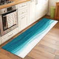 thumbnail image 2 of Ombre Teal Waves 2'x6' Runner Rugs for Hallway Kitchen Bedside Non Slip Washable, Abstract Art Gradient Modern Entryway Rug Runners with Rubber Backing, Long Carpet Runner for Laundry Room, 2 of 8