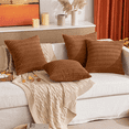 thumbnail image 5 of Sanmadrola Throw Pillow Covers 16x16 inch Set of 2 Corduroy Decorative Pillow Cases Couch Pillows Soft Boho Striped Cushion Cases Set for Sofa Living Room Couch Bedroom Car, Dark Rust, 5 of 6