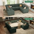 thumbnail image 4 of HONBAY 111” U-Shaped Sectional Pull-Out Sleeper Sofa with Storage for Living Room, Green, 4 of 8