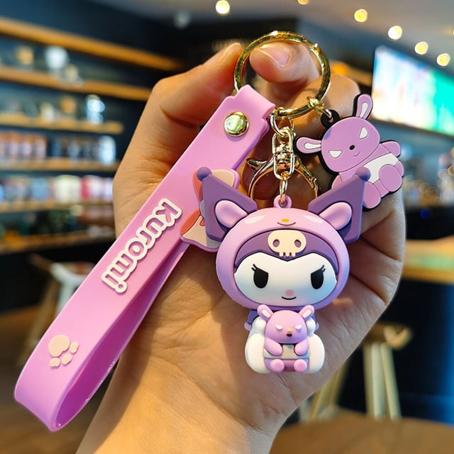 Llavero Kawaii Sanrio Kuromi para mujer, llavero de muñeca de Anime para coche, mochila escolar de PVC, colgante, accesorios para bolso, regalo de juguete para niños Fivean unisex