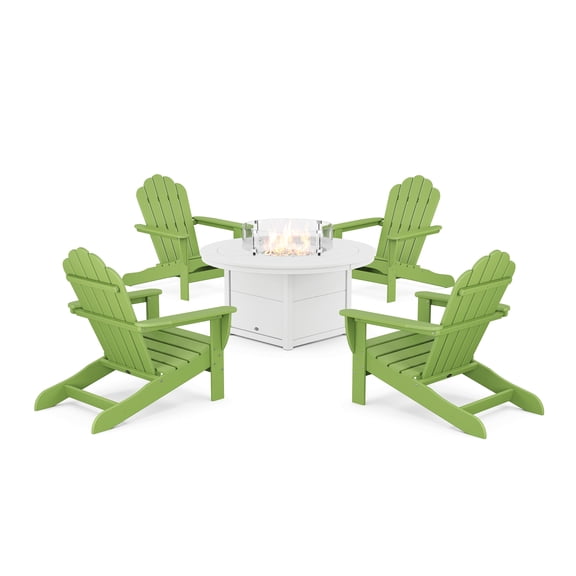 Trex Outdoor Furniture 5-Piece Monterey Bay Oversized Adirondack Conversation Set with Fire Pit Table in Lime