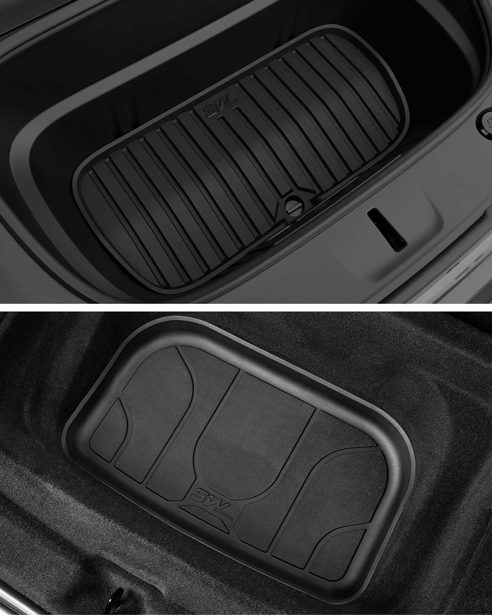 3W Tesla New Model Y Juniper Floor Mats and Cargo Liners, TPE Full Set Floor Liner for New Model Y 2025 2026, Cargo Mats and Seat Back Cover Protector, Car Mats for Tesla Accseeories, Black