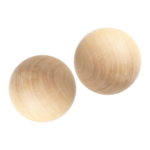 Homoyoyo 2pcs Unfinished Round Wood Spheres Hardwood Craft for Home Decoration Natural Beige Wood