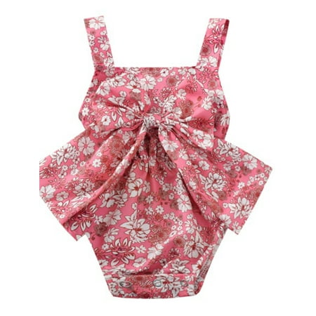 

Luiryare Baby Romper Girls Flower Print Sleeveless Bodysuit for Summer