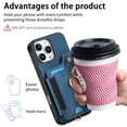 thumbnail image 4 of ShellTech for iPhone 13 Pro Max Retro PU Leather Wallet Case with Card Holder Ring Stand RFID Function Credit Card Slot with Ring Stand Protective Cover Wrist Strap,Blue, 4 of 11