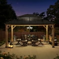 Sunjoy Bridgeport 13' x 15' Hardtop Black and Beige Rectangle Gazebo