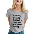thumbnail image 2 of T Shirts for Women Loose Fit Sarcastic Funny Sayings Novelty Graphic Tees Boho Tops for Women Light Gray M, 2 of 5