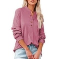 thumbnail image 5 of Womens Tshirts Long Sleeve Womens Tunic Tops Fall V Neck Loose Solid Summer Stitching Blouses Business Casual Pink M, 5 of 7