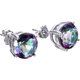 thumbnail image 1 of Granjero Gordo Pendientes de botón con ópalo chapado en plata, pendientes de botón redondos de 6 mm en oro blanco o oro rosa para mujer (color arcoíris, 8 mm), 1 of 5