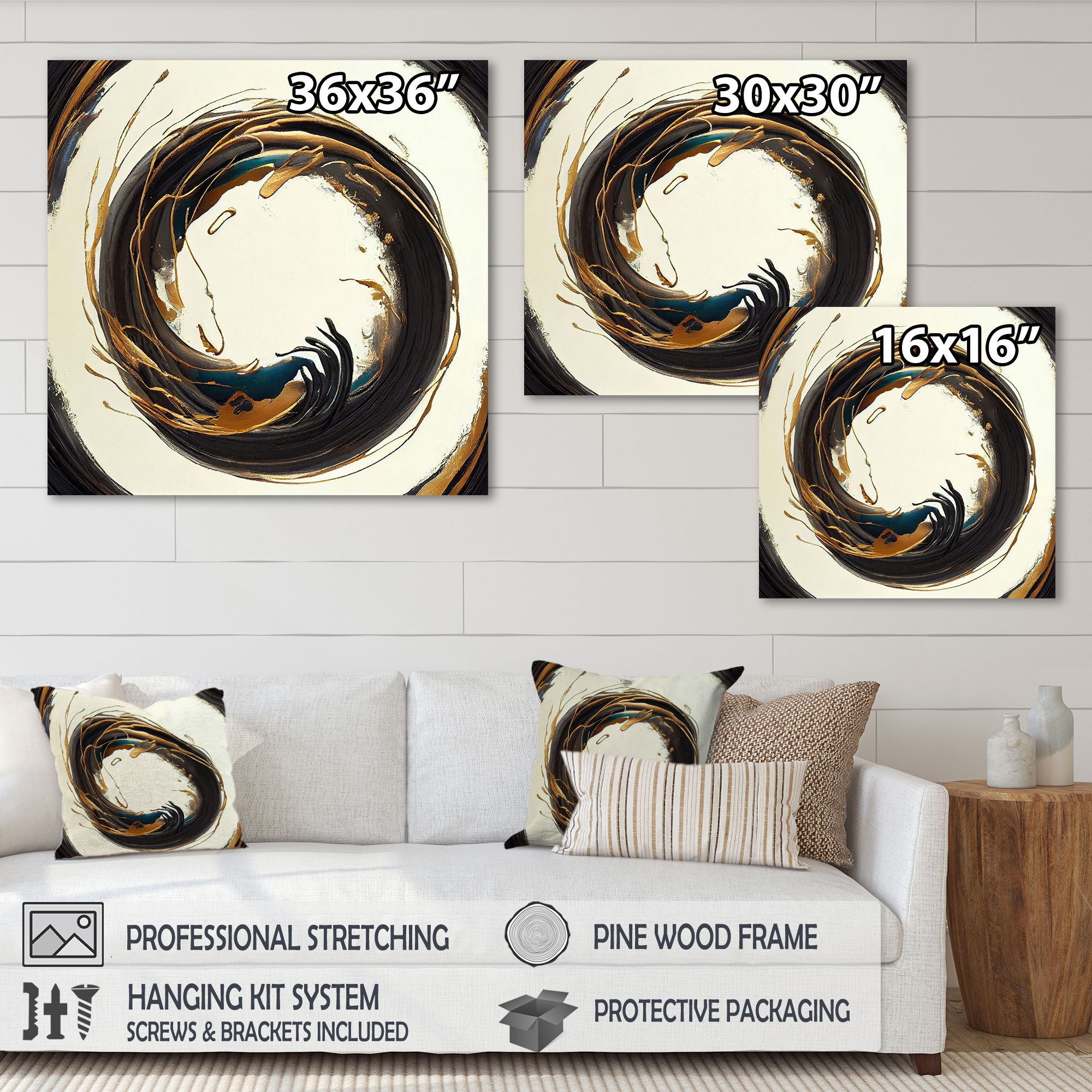 Designart Gold Glamour Circle 1 II Canvas Wall Art