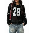 thumbnail image 3 of Women'S Y2k Going Out Tops Oversized Crochet Shirts Graphic V Jerseys Neck Pullover Sweater Black L, 3 of 9
