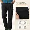 thumbnail image 4 of POENTAB Men Cargo Pants With Multiple Pockets Convertible Athletic Outdoor Pants Resistant Utility Straight Leg Work Wear Black, 4 of 9