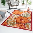 thumbnail image 5 of 8' X 10' Orange And Ivory Floral Stain Resistant Indoor Outdoor Area Rug, 5 of 10