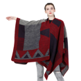 thumbnail image 5 of Poncho pour Femmes Châle Enveloppant à Blocs de Couleur Cape Ouverte devant Couverture d'Hiver Surdimensionnée Châle Réversible Cardigan Épais (Rouge), 5 of 5
