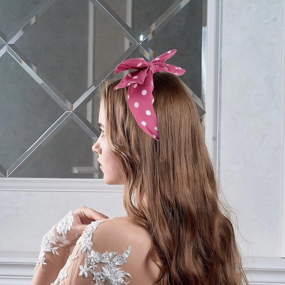 PENIKOKO Pink Polka Dot Bow Headband for Women's Comfortable Cloth Hair Band with Wide Fit Perfect for AllDay Wear
