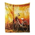 thumbnail image 1 of Bicycle Soft Flannel Fleece Throw Blanket, Vintage Bike in Front of a Rusty Dirty Cracked Broken Brick Wall Lifestyle Photo, Cozy Plush for Indoor and Outdoor Use, 50" x 60", Sepia, by Ambesonne, 1 of 6