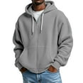 thumbnail image 3 of Zip Up Hoodie Men 2026 Fall Winter Long Sleeve Waffle Knit Full Zipper Hooded Sweatshirt with Pockets Mens Pullover Top, 3 of 5
