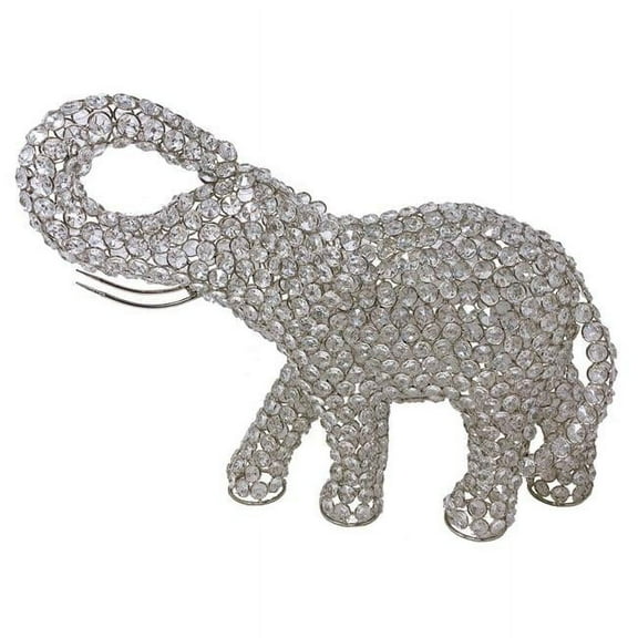 Elephant Sculpture, Silver & Faux Crystal