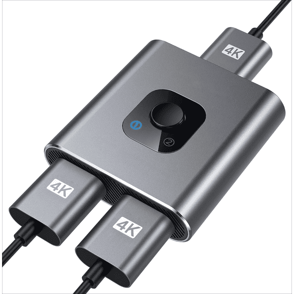 Switch 4k@60hz Splitter,Aluminum Bidirectional Switcher 2 in 1 Out, Manual Hub Supports HD Compatible with Xbox PS5/4/3 Blu-Ray Player Fire Stick Roku( Cable not included)
